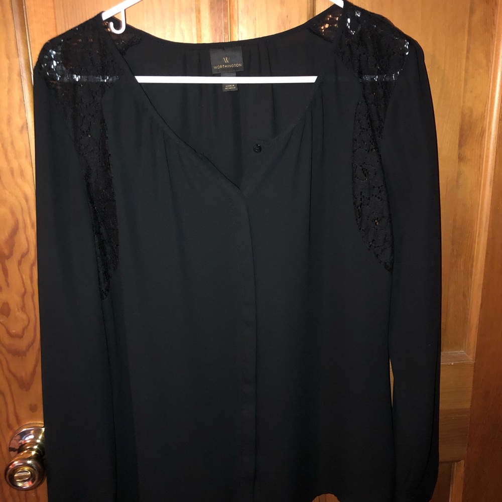 Black blouse with lace detail